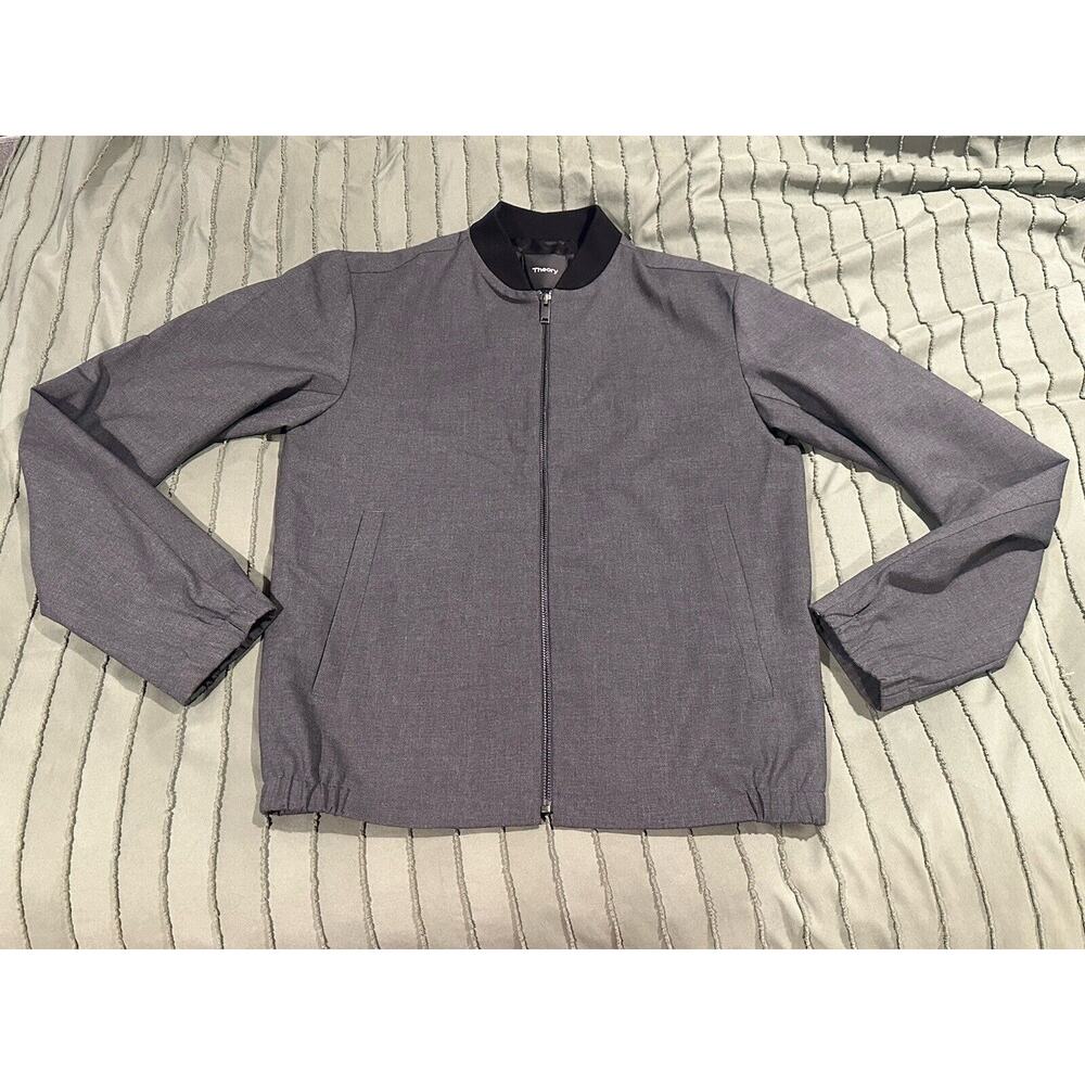 Theory Amir Ripstop Zip Front Jacket Exclusive Bomber - Gray & Black - Mens XS